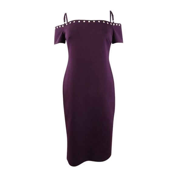 Calvin Klein Dresses & Skirts - Calvin Klein Women's Studded Cold-Shoulder Dress - Aubergine